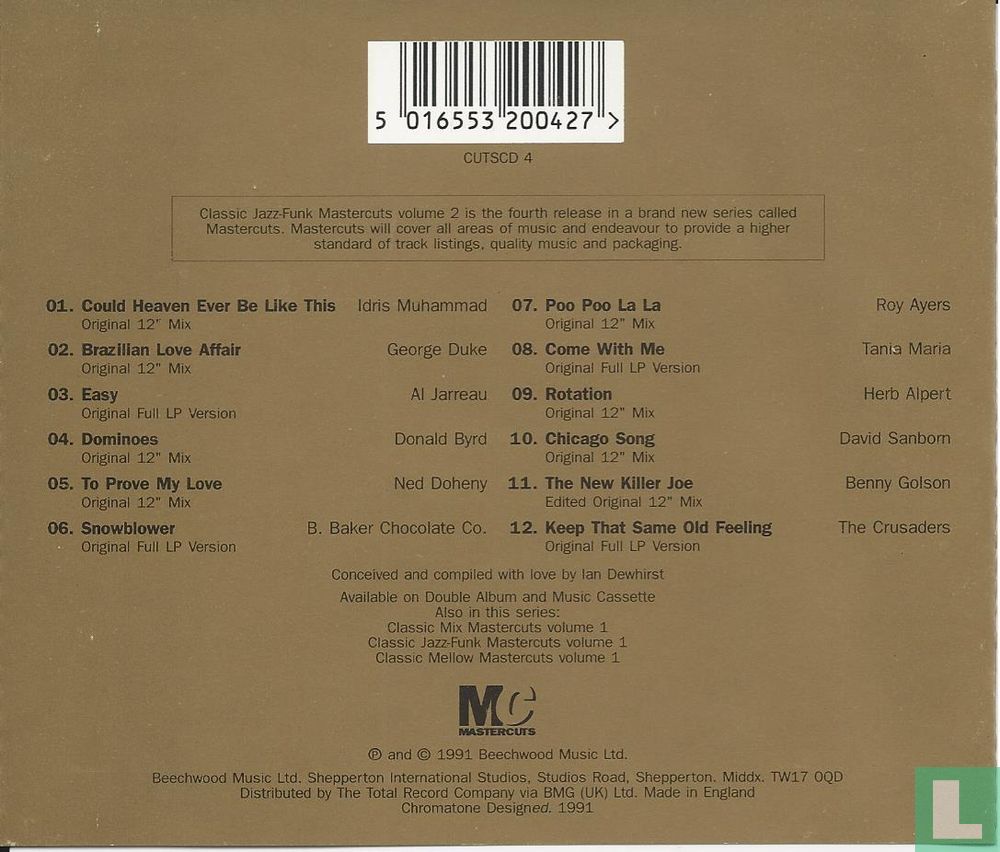 Classic Jazz-Funk Mastercuts volume 2 CD CUTSCD4 (1991) - Various