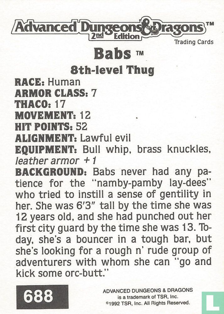Babs - 8th-level Thug
