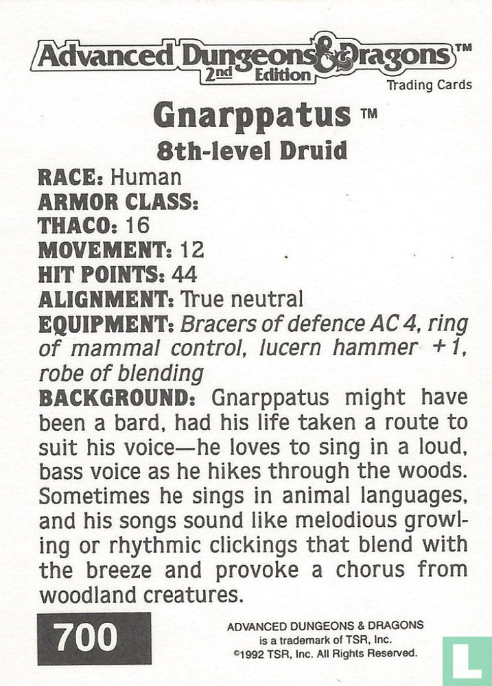 Gnarppatus - 8th-level Druid
