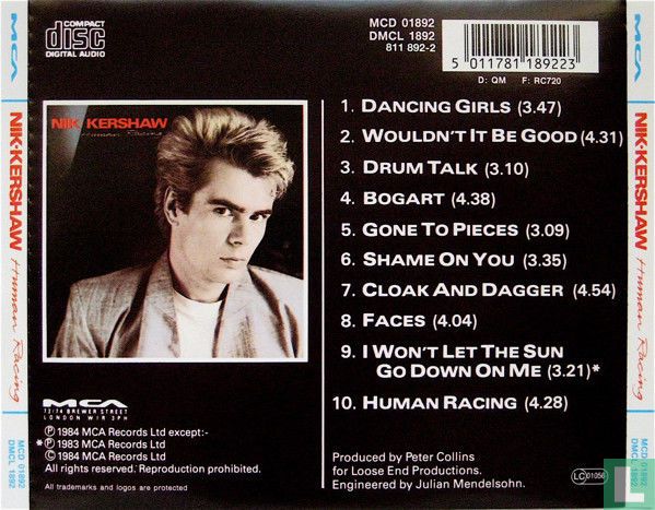 Human Racing CD 811 892-2 (1984) - Kershaw, Nik - LastDodo