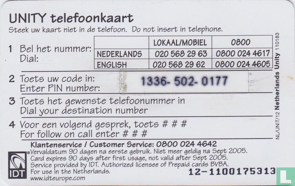 Unity telefoonkaart