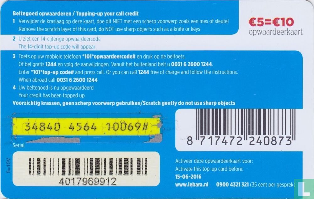 Lebara Mobile € 5 = € 10
