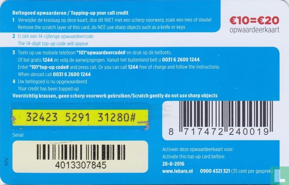 Lebara Mobile € 10 = € 20