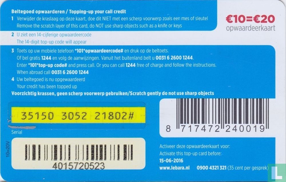 Lebara Mobile € 10 = € 20
