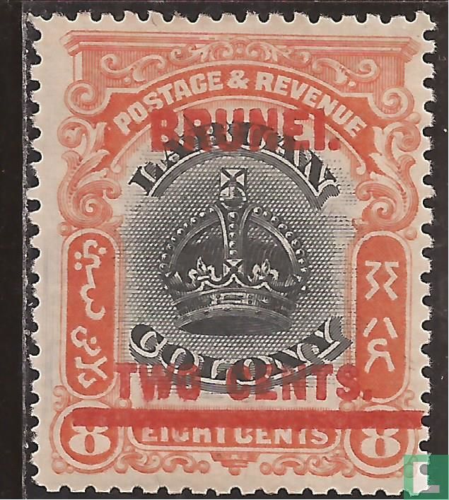 Timbre de Labuan, avec surcharge