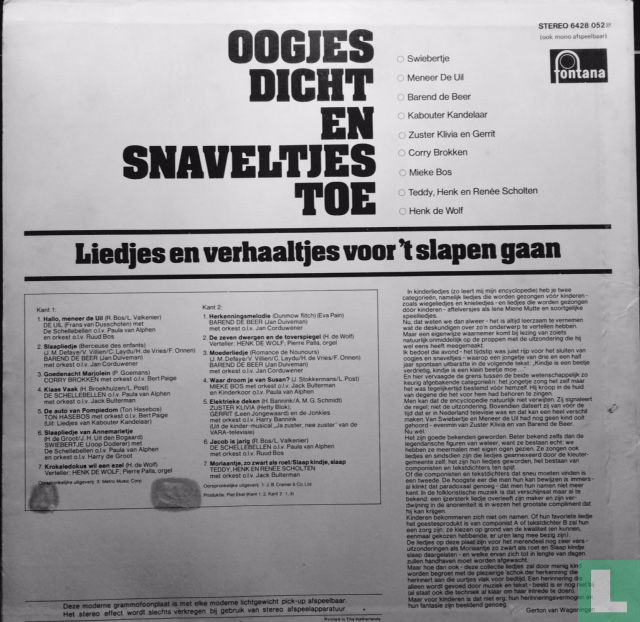 Oogjes dicht en snaveltjes toe LP 6428 052 (1972) Various artists LastDodo Oogjes dicht en snaveltjes toe LP 6428 052 (1972) Various artists LastDodo