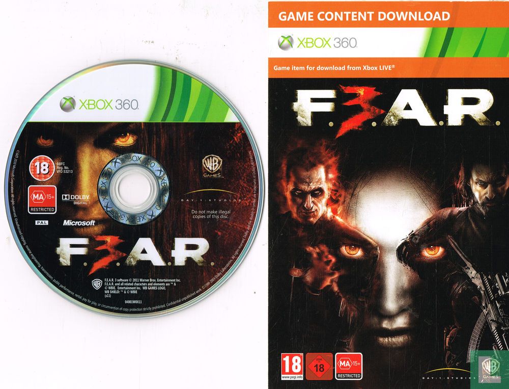 F.E.A.R. 3 (Microsoft Xbox 360, 2011) with Manual and Content Download  883929182862
