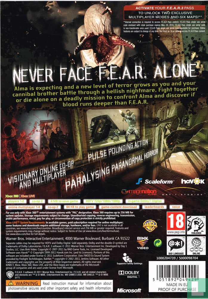 FEAR 3 (F3AR) (2011) - Xbox 360 - LastDodo