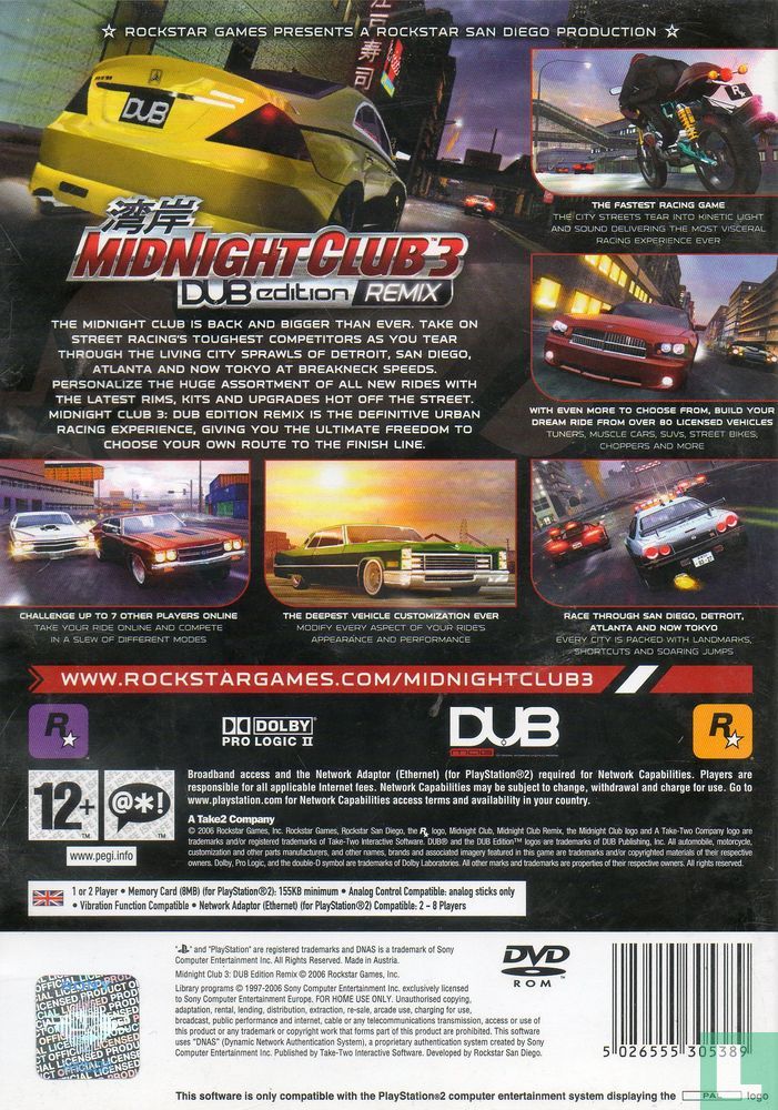 Midnight Club 3: DUB Edition - Remix Greatest Hits (Sony PlayStation 2,  2006) for sale online