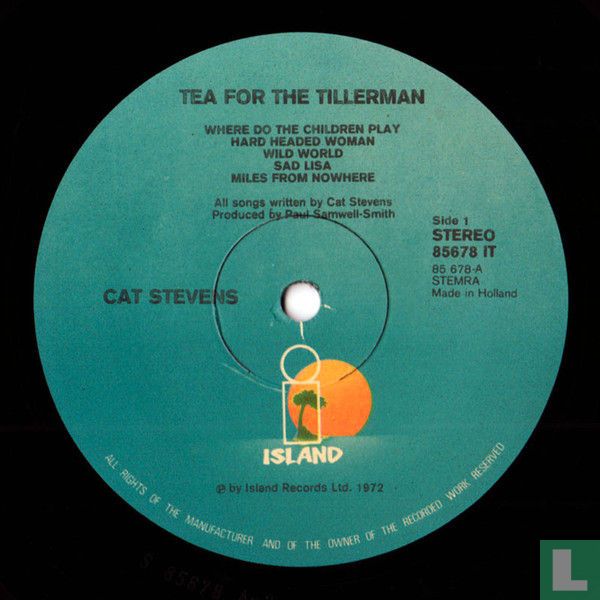Tea for the Tillerman LP 85678 IT (1972) Islam, Yusuf LastDodo