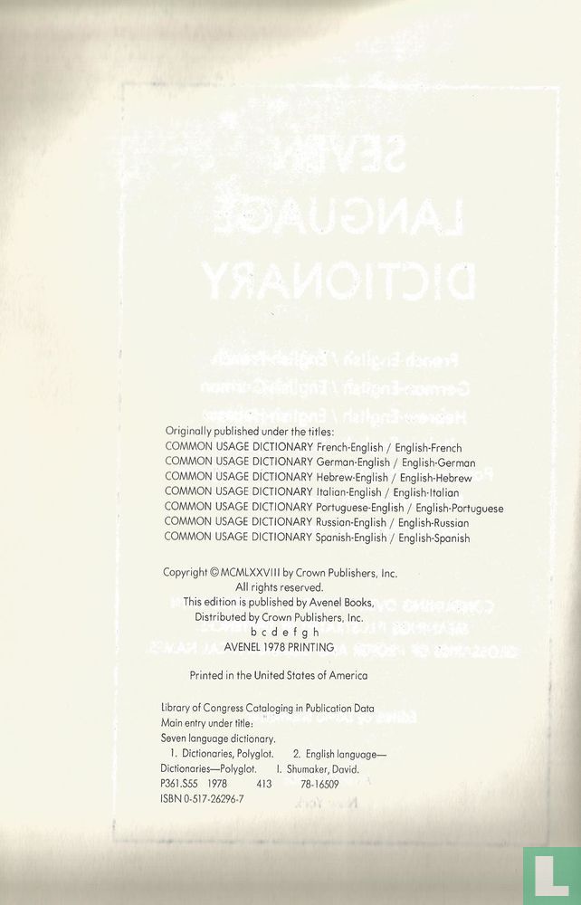 Seven Language Dictionary