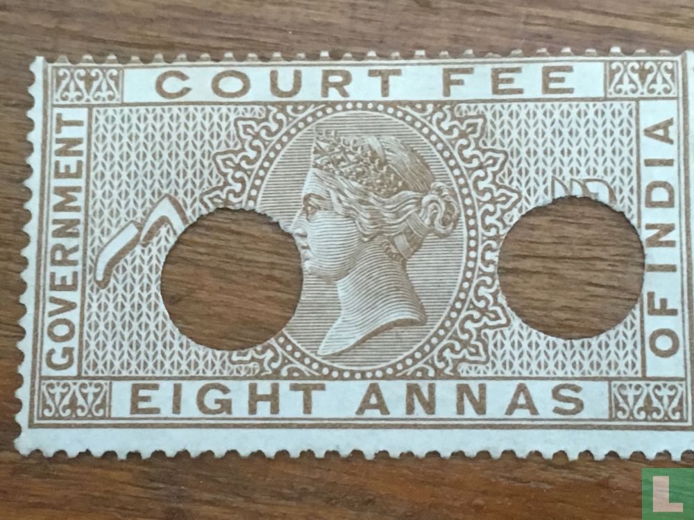 Inde - Court Fee Victoria (8 annas)