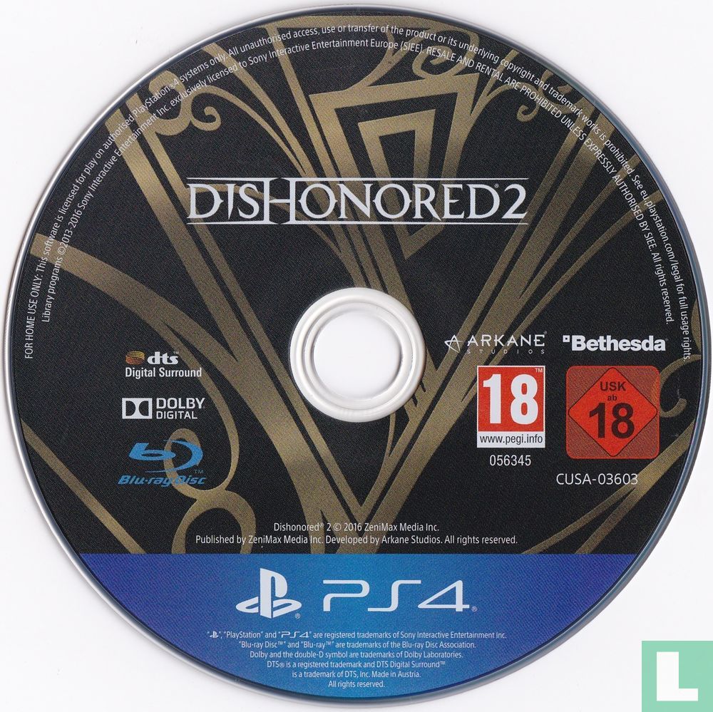  Dishonored 2 - PlayStation 4 : Bethesda Softworks Inc
