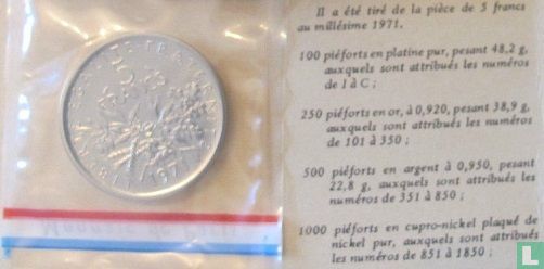 Pièce de monnaie 5 Francs semeuse 1971 République Française (10) - Collection