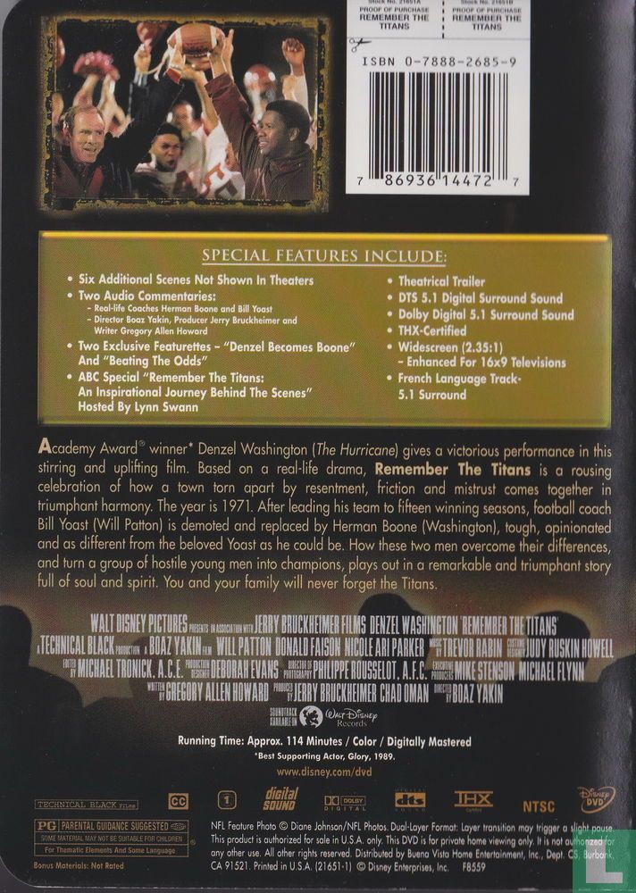 Remember the Titans DVD (2001) - DVD - LastDodo