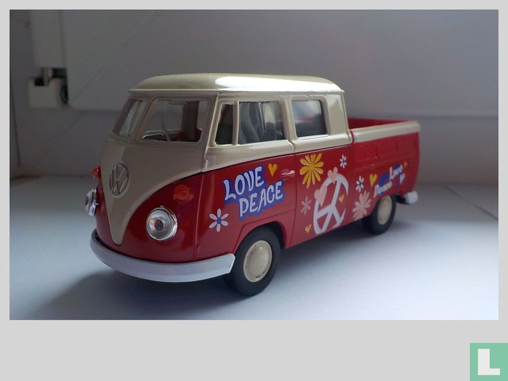 Welly Volkswagen T1 Double Cabin Pick-Up, retró játékautó, jelzett, jó