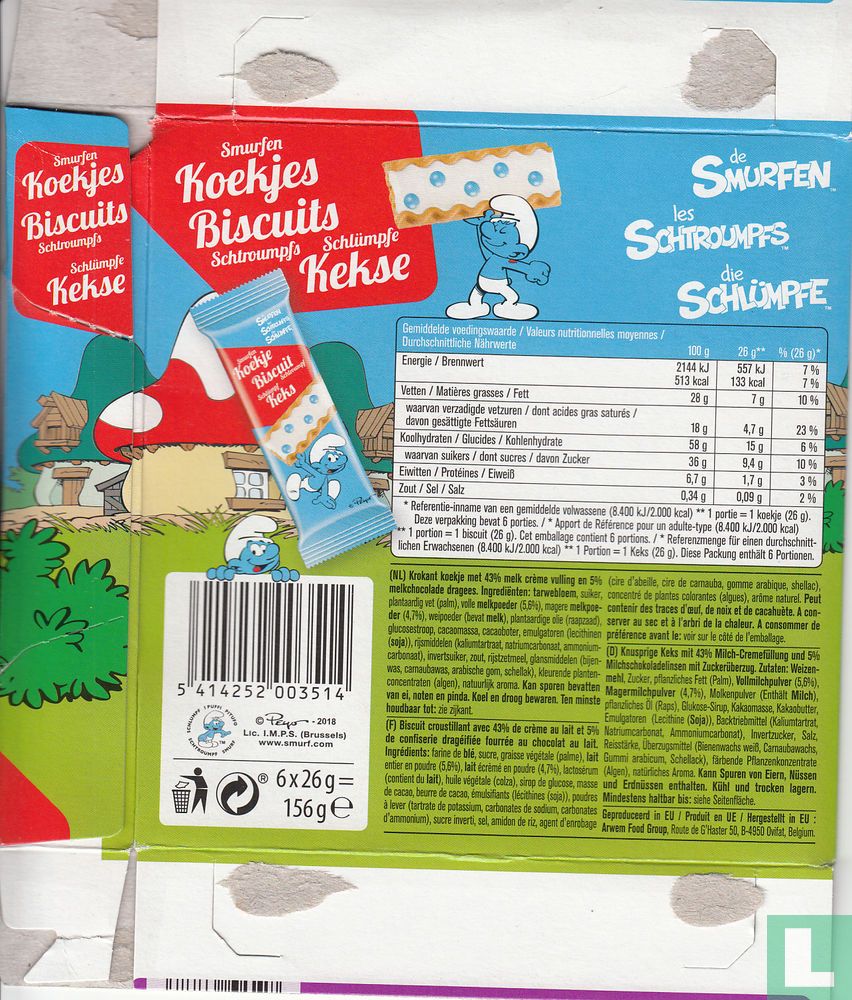 Verpakking Smurfenkoekjes
