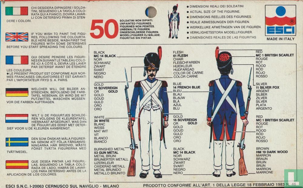 Figurines Esci Ertl : Garde Impériale Française Waterloo 1815 - 1/72