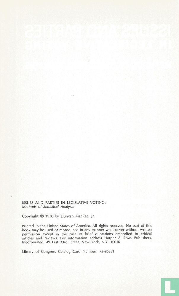 Issues and parties in legislative voting