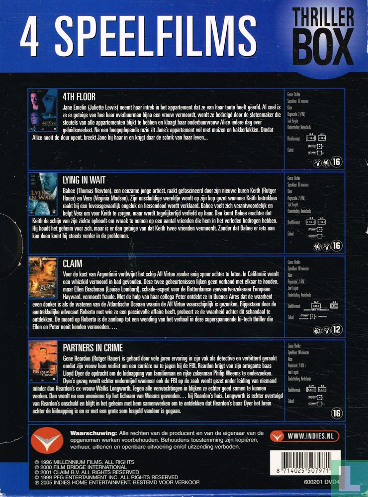 The 4th Floor + Lying in Wait + Claim + Partners in Crime