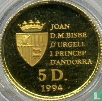 Andorra 5 diners 1994 (PROOF) "Red squirrel"