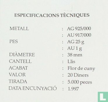 Andorra 20 diners 1997 "40th anniversary Treaty of Rome"