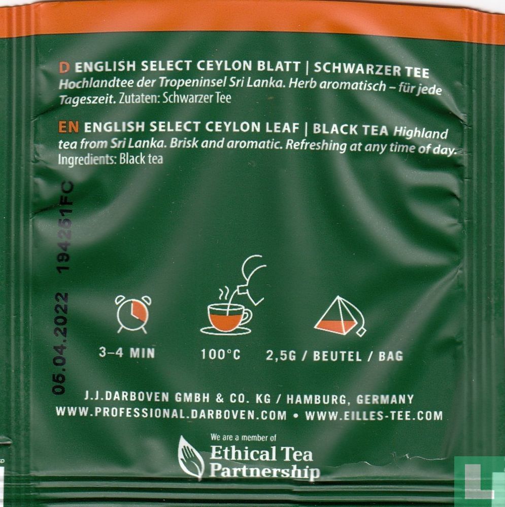 English Select Ceylon Blatt 