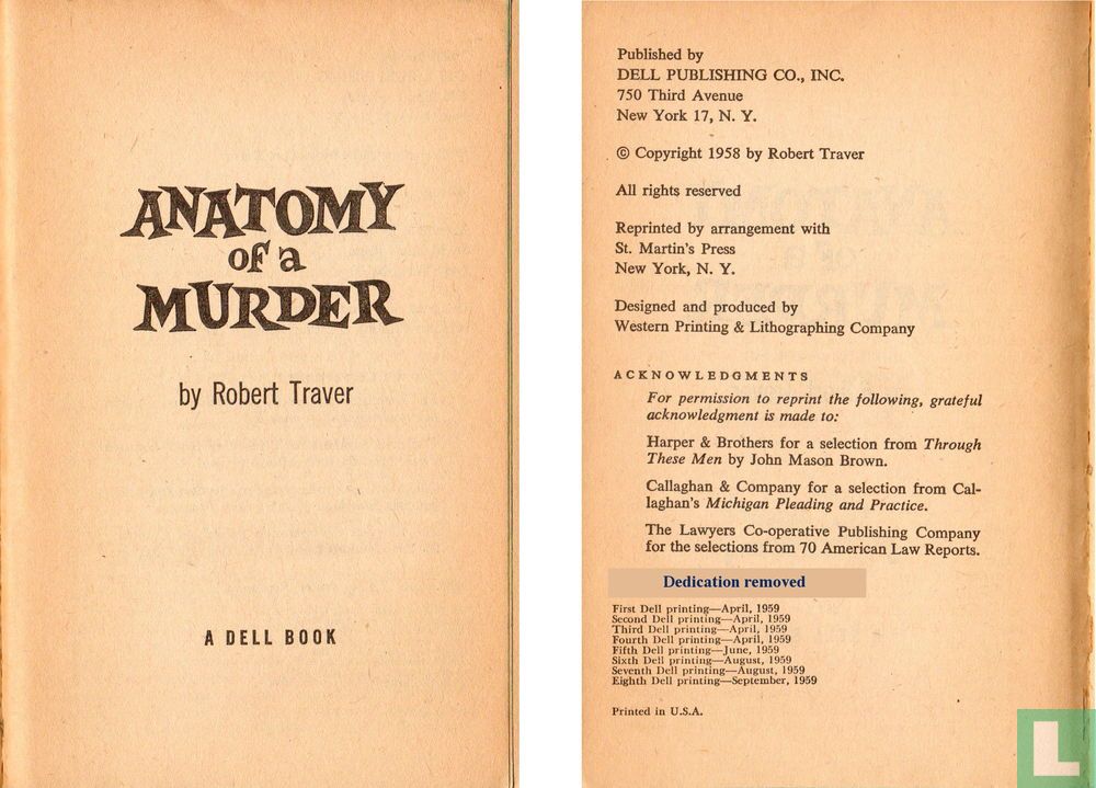 Anatomy of a Murder 75 F (1959) - Voelker, John D. - LastDodo