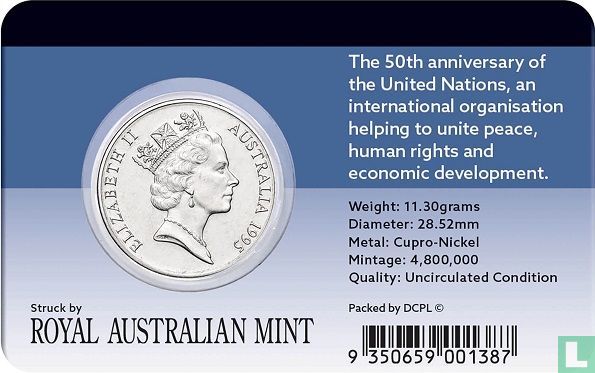 Australien 20 Cent 1995 "50th anniversary of the United Nations"