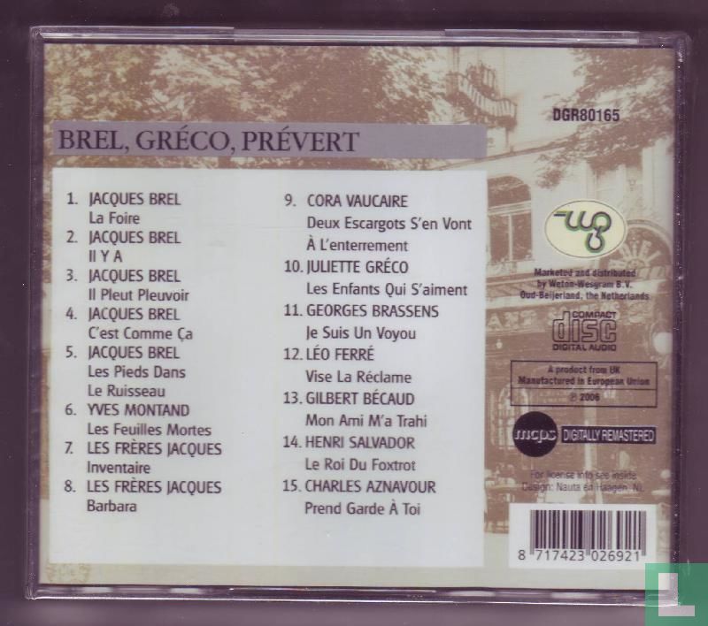 Brel, Gréco, Prévert