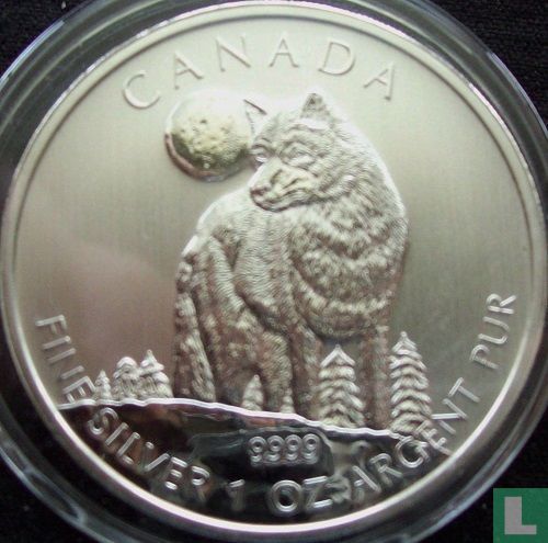 Canada 5 dollars 2011 (non coloré) "Wolf"