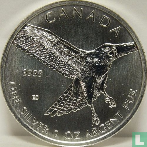 Canada 5 dollars 2015 (non coloré) "Buse à queue rousse"