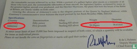 Alderney 5 pounds 2000 (PROOF) "60th anniversary of the Battle of Britain"