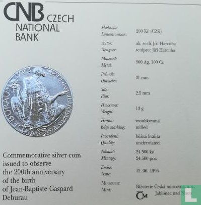 Tsjechië 200 korun 1996 "200th anniversary Birth of Jean-Baptiste Gaspard Deburau"