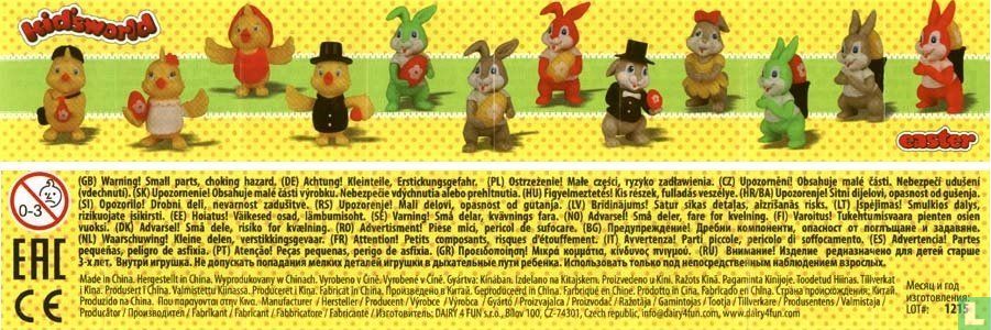 Red Easter bunny with yellow egg
