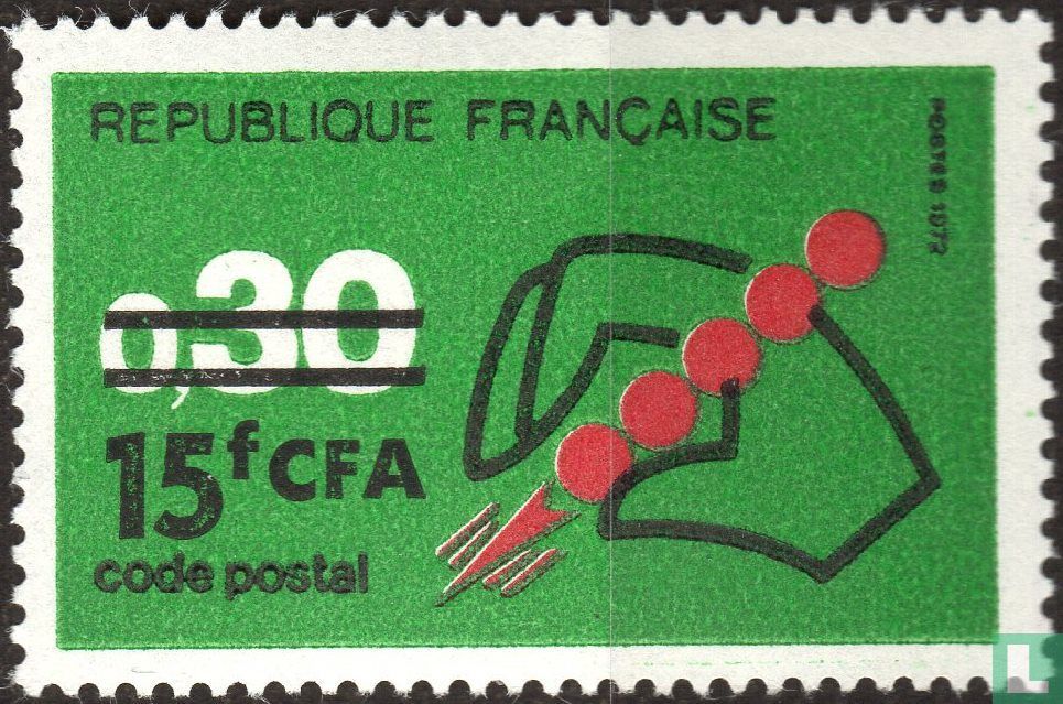 Postal code, with overprint