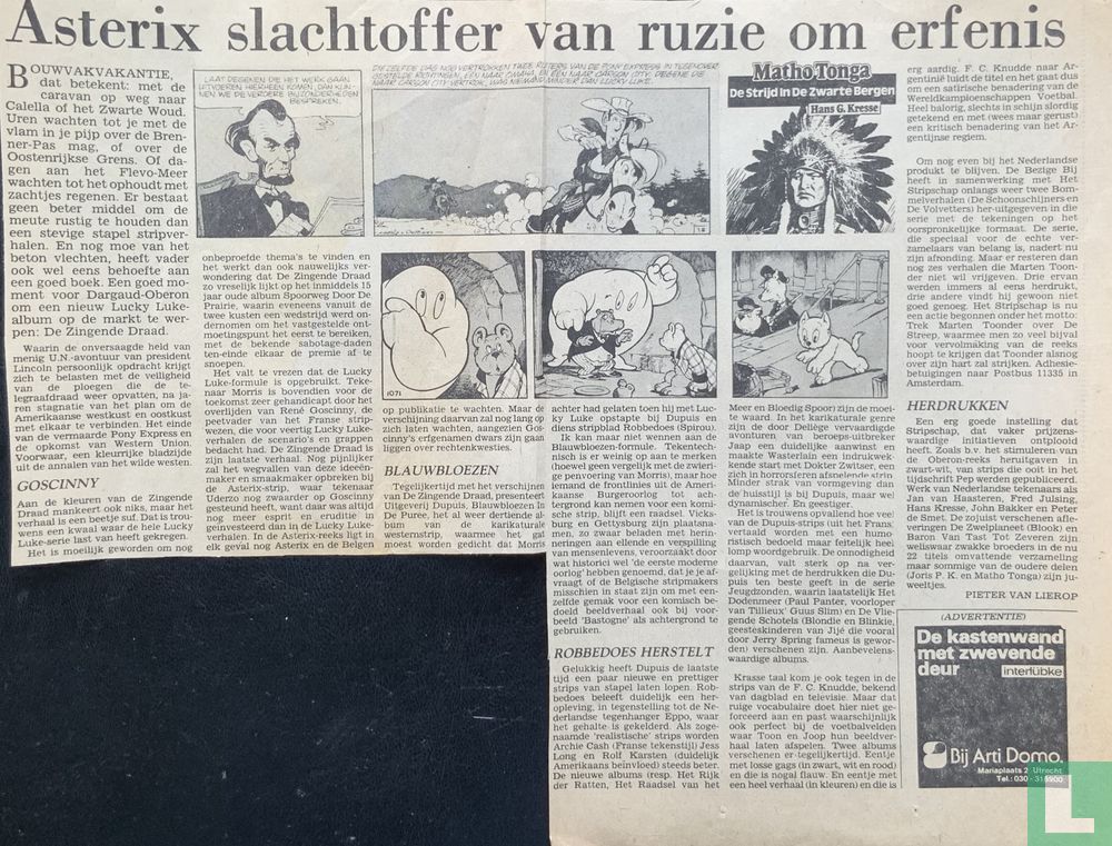 Krant Ruzie Asterix slachtoffer van ruzie om erfenis - Kranten publicatie - LastDodo