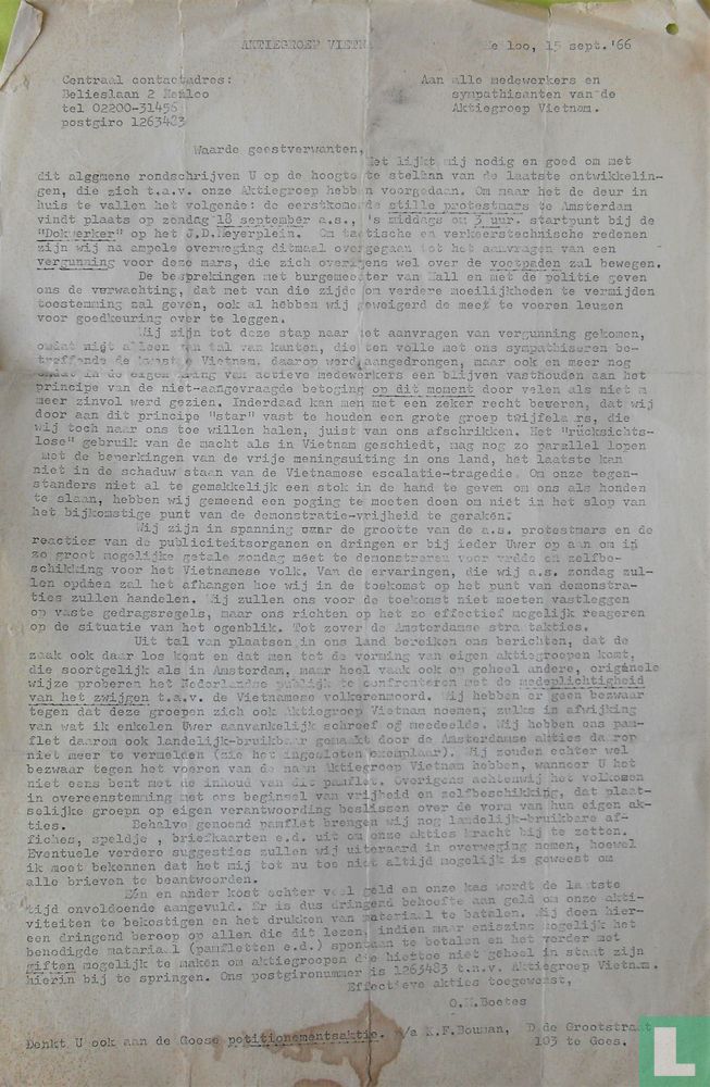 Oproep stille protestmars bij de Dokwerker te Amsterdam