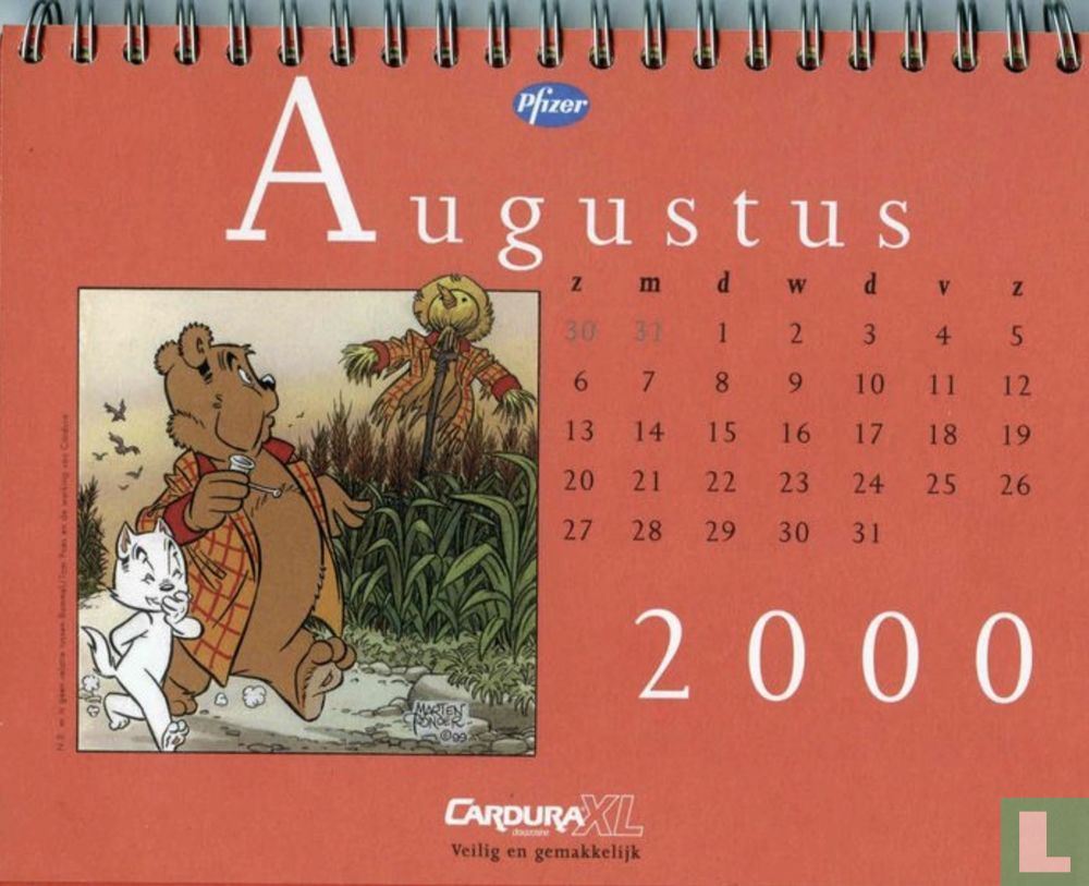 Calendrier Pfizer Août 2000