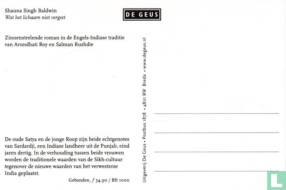 BG01-03 - Shauna Singh Baldwin - Wat het lichaam niet vergeet - De Geus