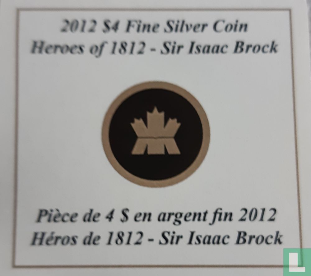 Canada 4 dollar 2012 (PROOF) "200 years War of 1812 - Sir Isaac Brock"