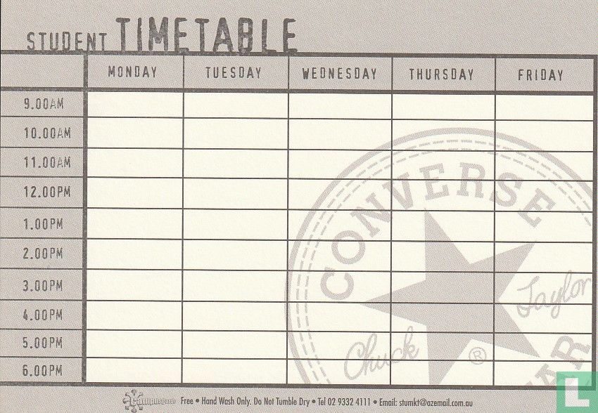 Converse All Star - Student Timetable