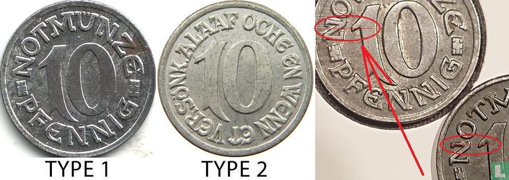 Aachen 10 pfennig 1920 (type 1 - variant k)