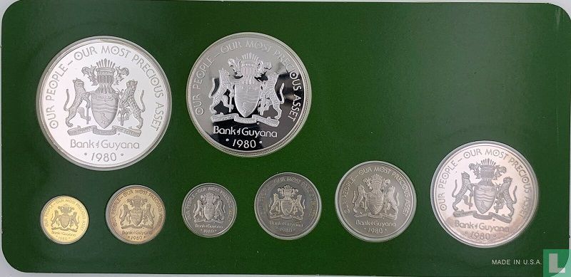 Guyana mint set 1980 (PROOF - 8 coins) KM# PS10 (1980) - Guiana
