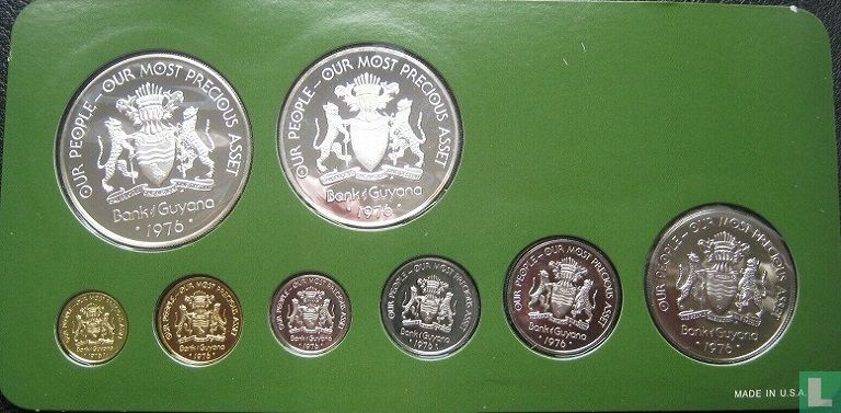 Guyana mint set 1976 (PROOF - 8 coins) KM# PS2 (1976) - Guiana