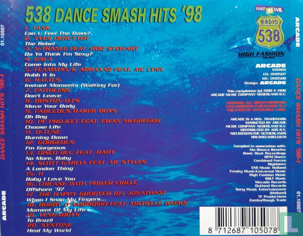 bevroren Secretaris Antarctica 538 Dance Smash Hits '98-1 CD 01.10507 (1998) - Various artists - LastDodo