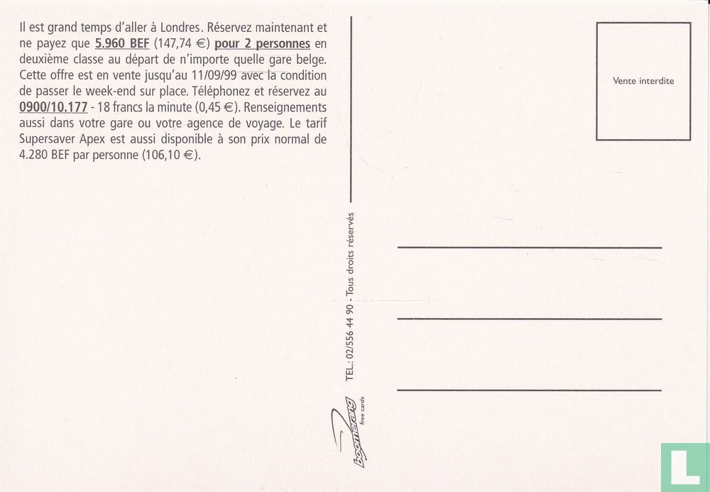 1002 - Eurostar "À Deux, Londres n'est qu'a 5690 BEF"