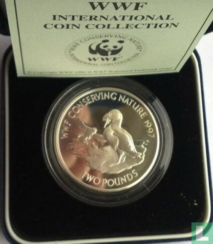 Alderney 2 pounds 1997 (PROOF) "Puffins"