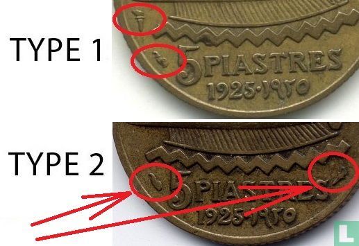 Libanon 5 piastre 1925 (type 2)