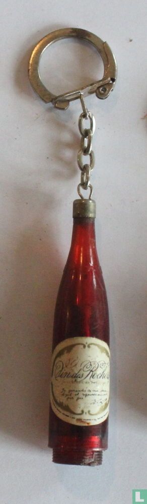 PORTE CLÉ VIN DU ROCHER BOUTEILLE DORÉE STYLO A ENCRE